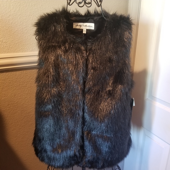 New with Tags Shelby Collection Black Faux Fur Vest Size Latge - Picture 2 of 7